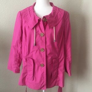 J. CREW LIGHTWEIGHT HOT PINK BELTED TRENCH COAT
